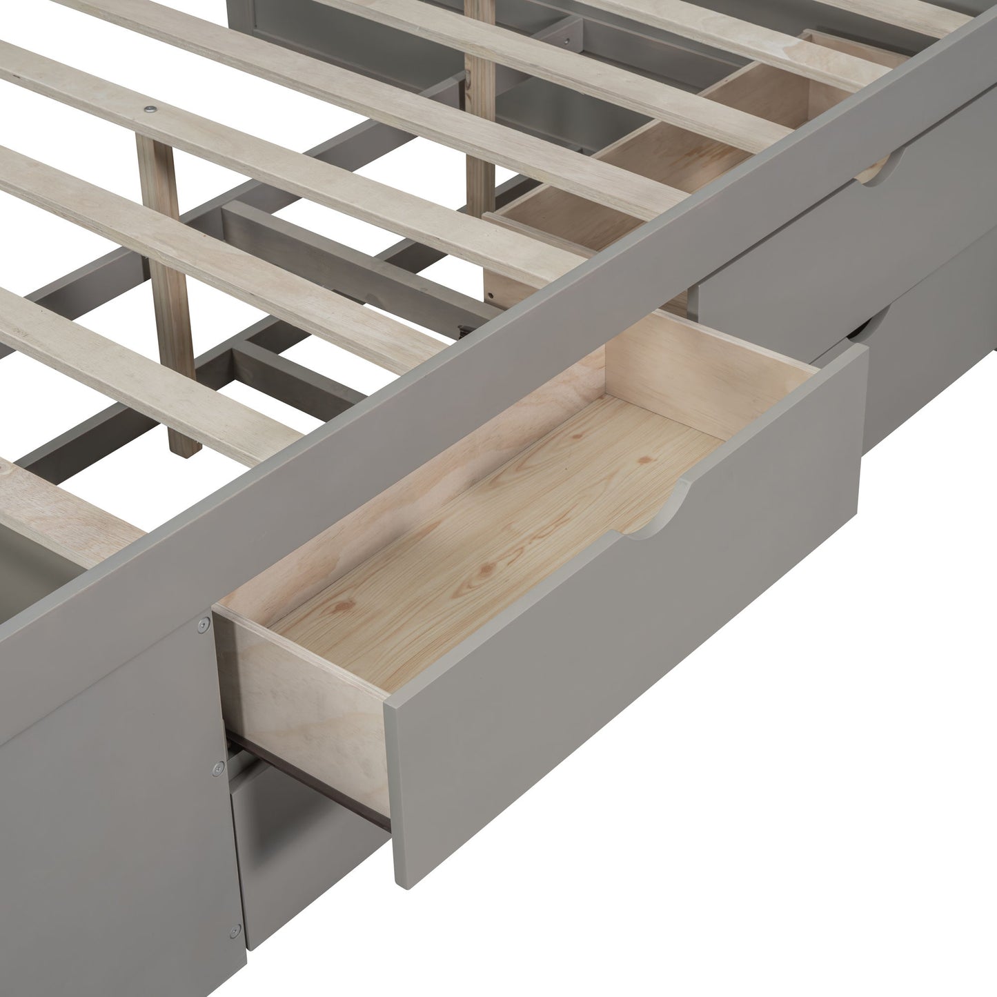 Full Size Daybed With Drawers And Shelves - Gray