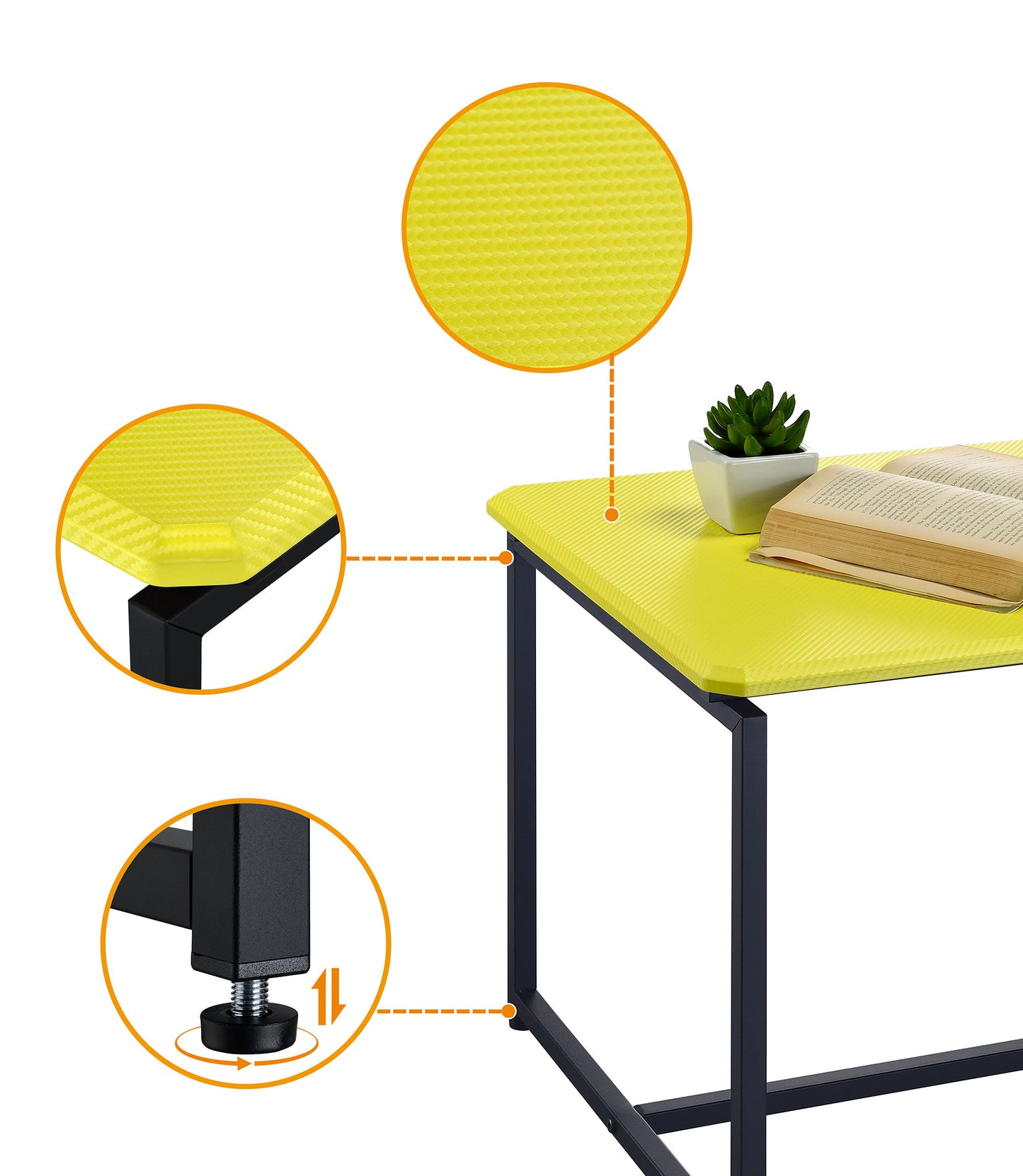 GT - 3 Piece Carbon Fiber Wrap Coffee Table And End Table (Set of 3) - Yellow