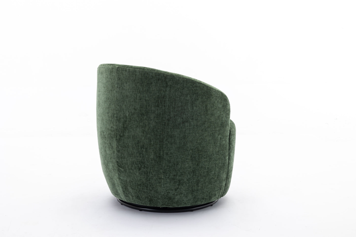 Chenille Fabric Swivel Accent Armchair Barrel Chair With Black Powder Coating Metal Ring - Green