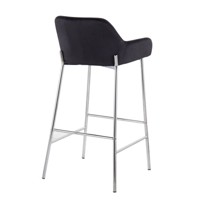 Daniella - Contemporary Fixed Height Bar Stool (Set of 2) - Chrome / Black