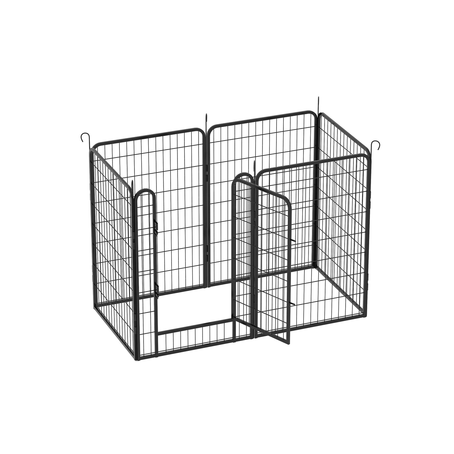 6 Panels Heavy Duty Metal Playpen With Door, Dog Fence Pet Exercise Pen For Outdoor, Indoor - Black