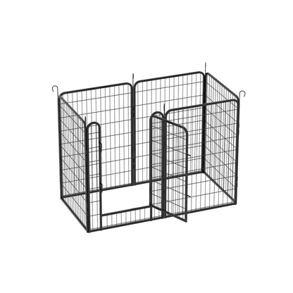 6 Panels Heavy Duty Metal Playpen With Door, Dog Fence Pet Exercise Pen For Outdoor, Indoor - Black