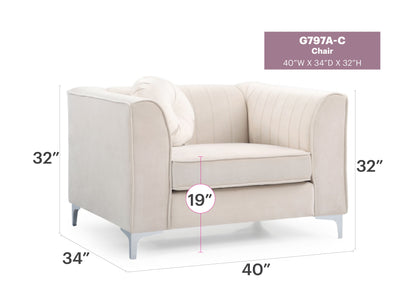Contemporary Sloped Armchair - Ivory