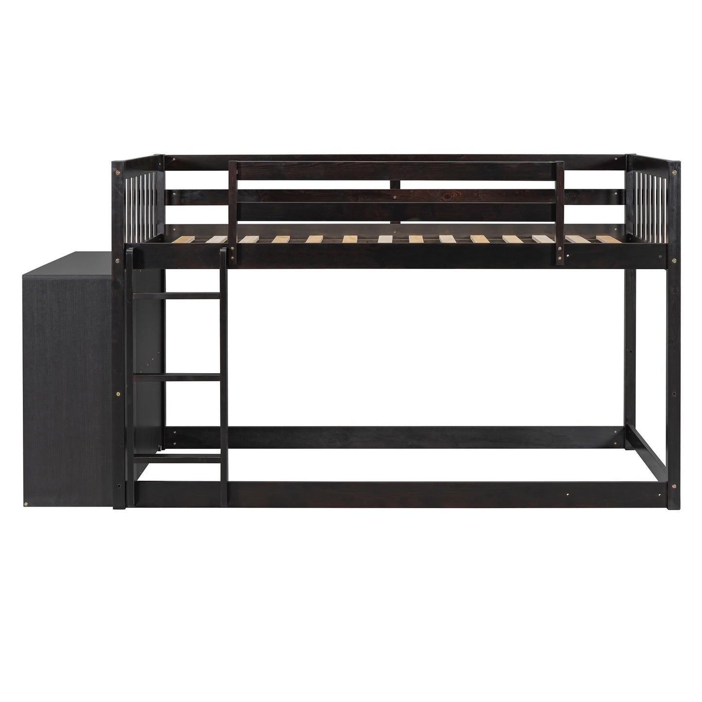 Twin Over Twin Classic Bunk Bed With 4 Drawers And 3 Shelves - Espresso