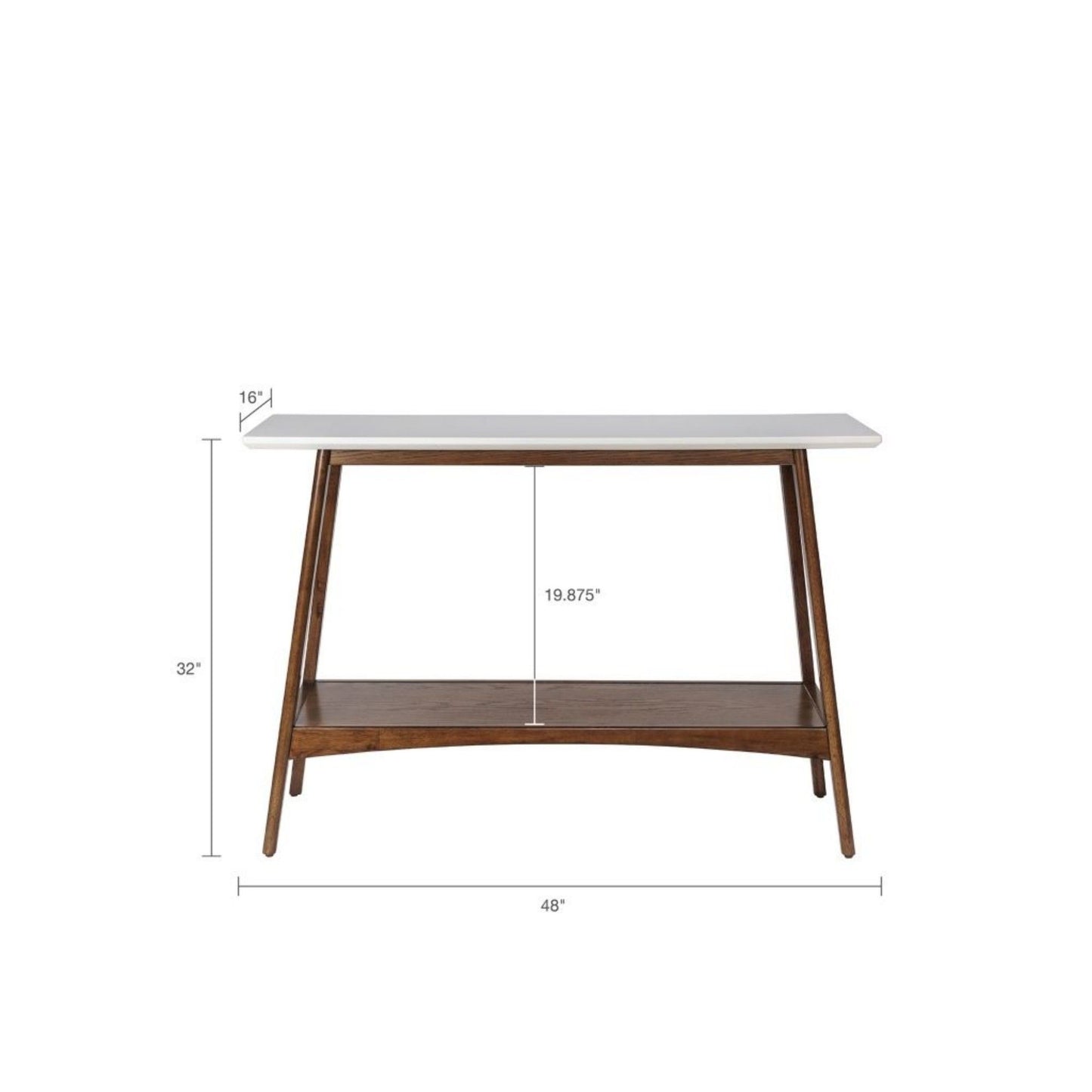 Console Table With Lower Shelf - Off White / Pecan Wood