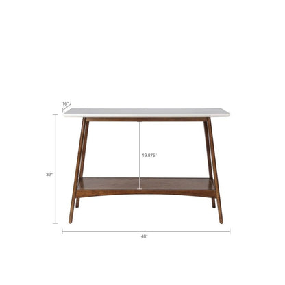 Console Table With Lower Shelf - Off White / Pecan Wood