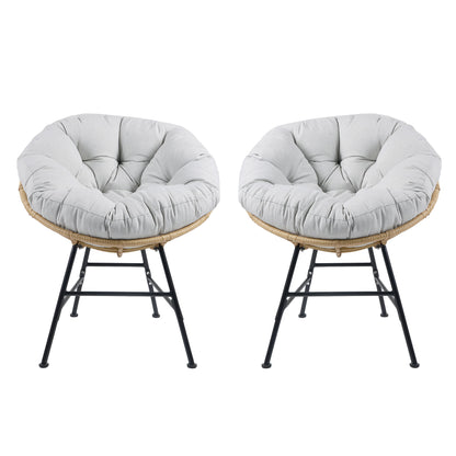 Palos - Outdoor Wicker Lounge Chair (Set of 2) - Brown / Light Gray