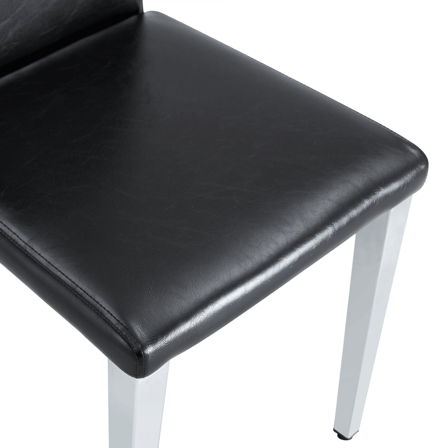 (Set of 4) Backrest Chairs With Silver Metal Legs A Perfect Match For Minimalist And Modern Home Styles - Black / Silver
