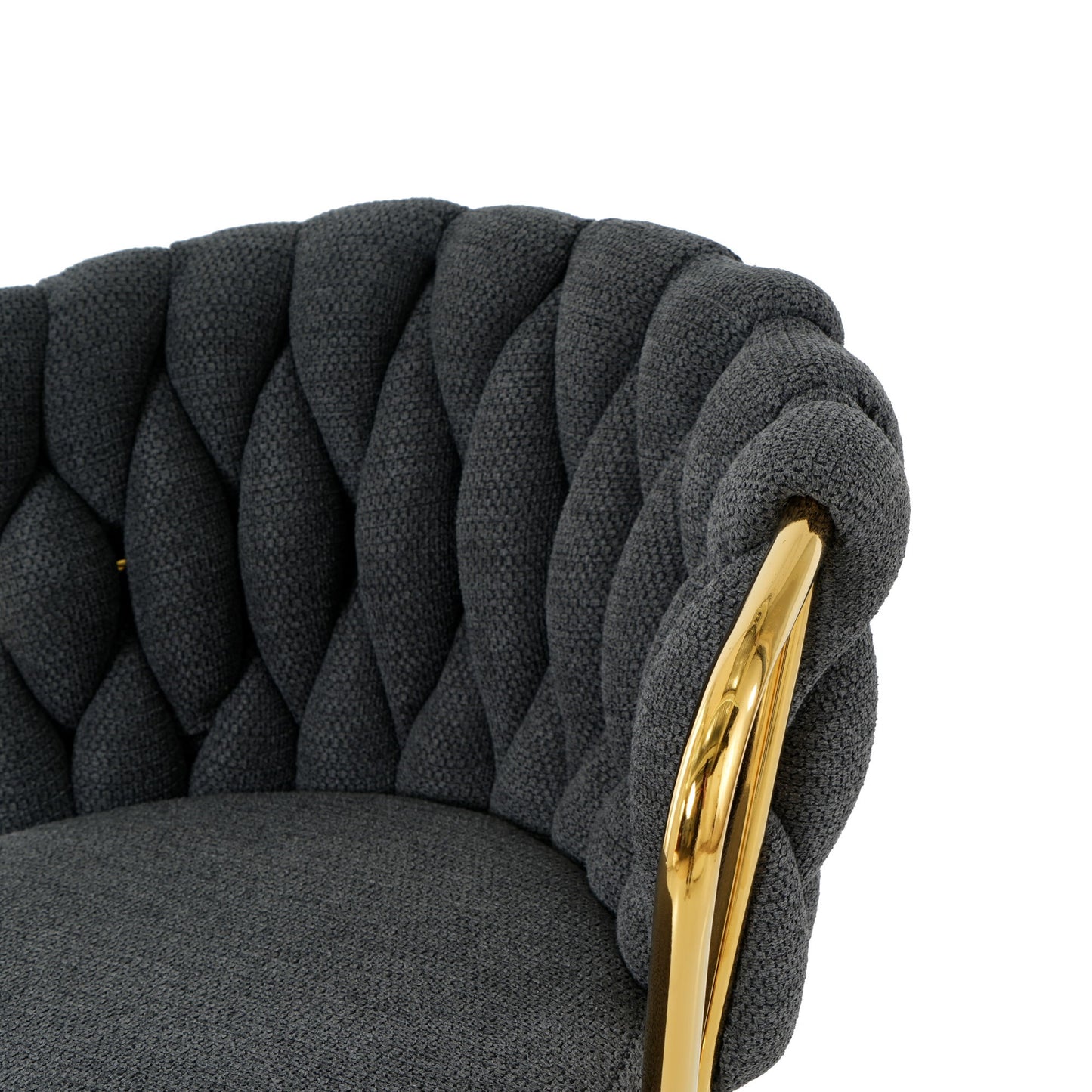 Modern Design High Stool With Gold Plated Legs For Kitchen Dining Linen (Set of 2) - Dark Gray