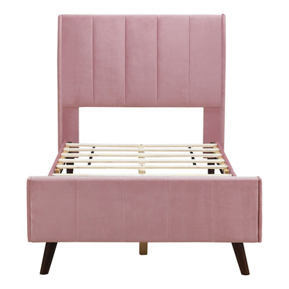 Twin Size Upholstered Platform Bed - Pink
