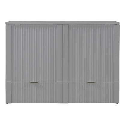 Full Size Murphy Bed With Drawer And A Set Of Sockets & USB Ports, Pulley Structure Design - Gray