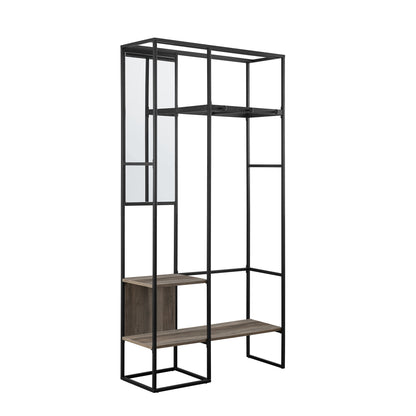 Modern Hall Tree With Hanging Storage - Gray Wash
