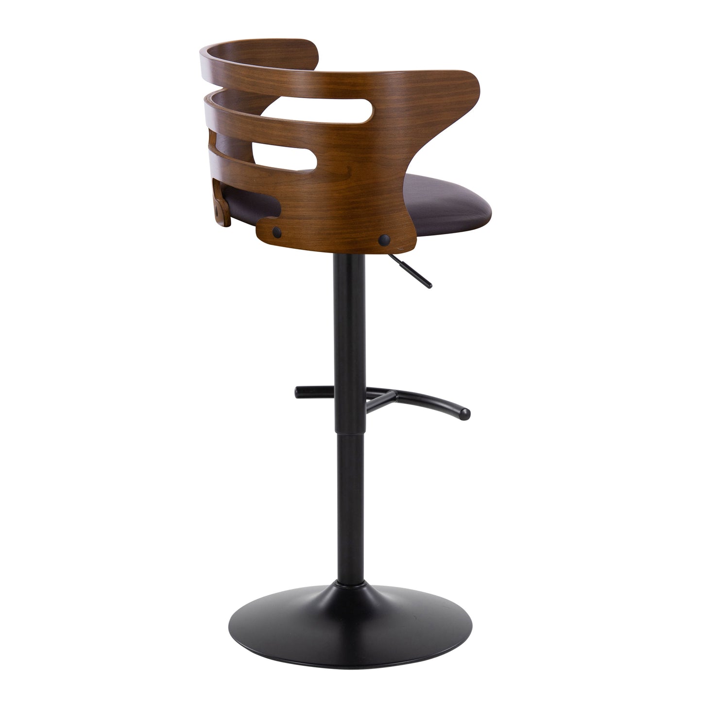 Cosi - Mid-Century Modern Adjustable Barstool With Swivel With Rounded T Footrest (Set of 2) - Black / Walnut / Brown
