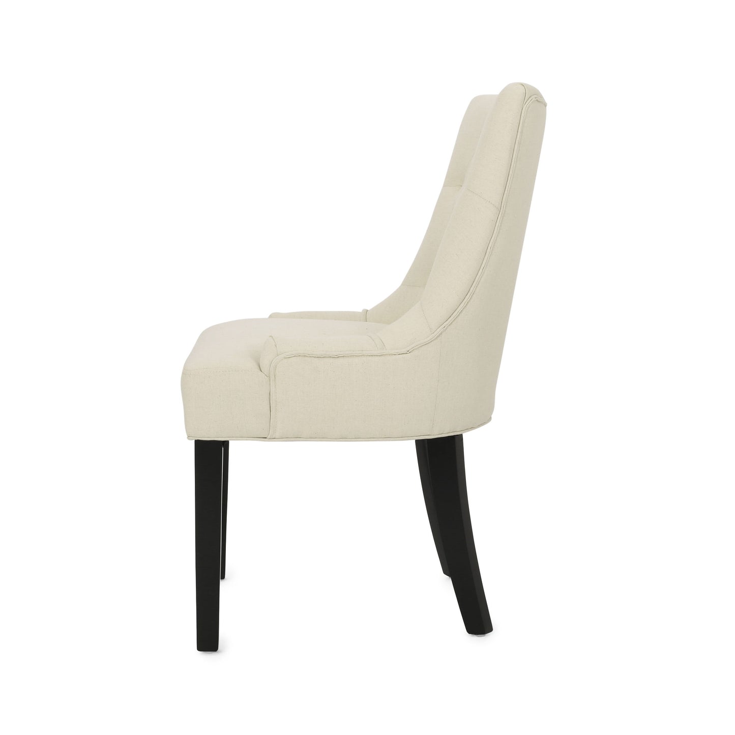 Cheney - Contemporary Dining Chair (Set of 2) Tufted Fabric Upholstery - Beige