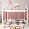 Twin Size Bed House Bed Frame With Fence - White