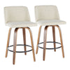 Toriano - Mid-Century Modern Counter Stool (Set of 2) - Cream / Walnut