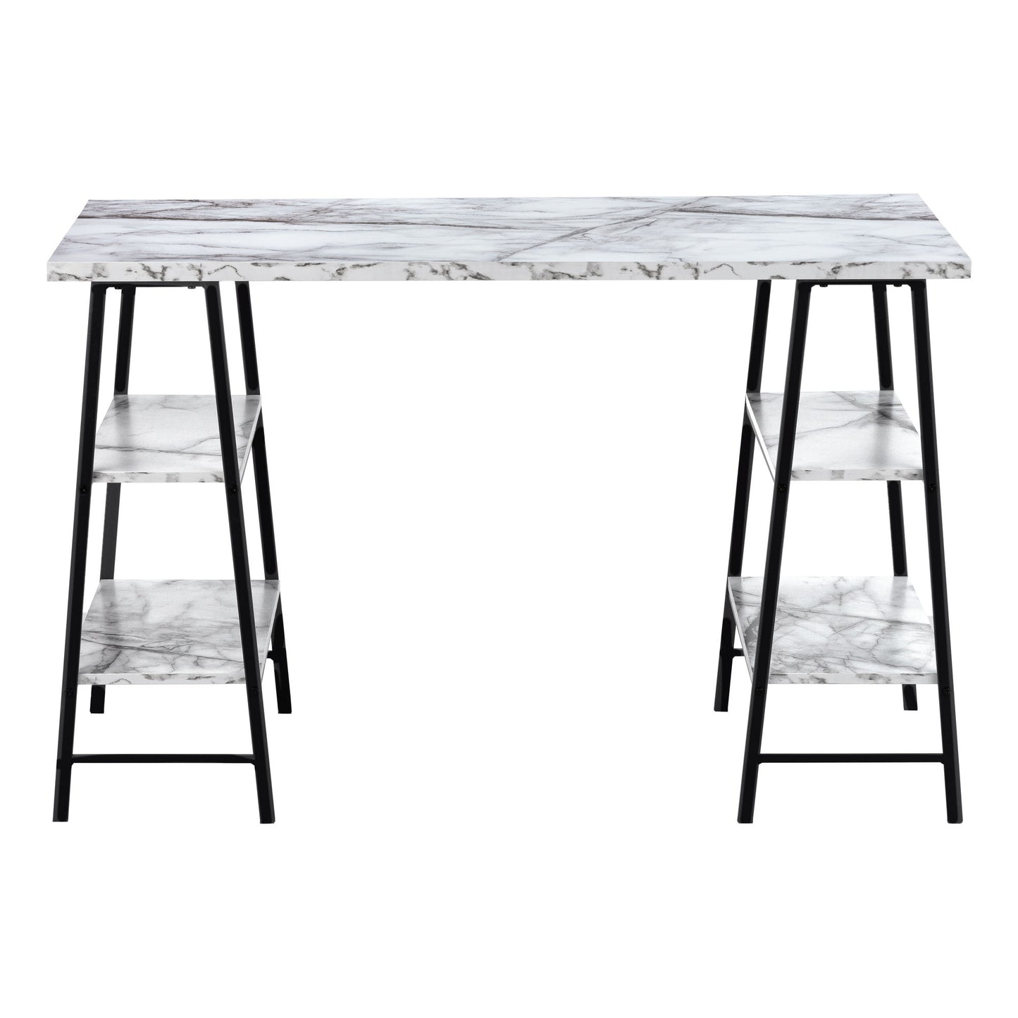 Computer Desk For Home Office, Laptop, Storage Shelves, Contemporary Versatile Placement - White