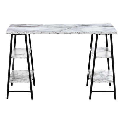 Computer Desk For Home Office, Laptop, Storage Shelves, Contemporary Versatile Placement - White