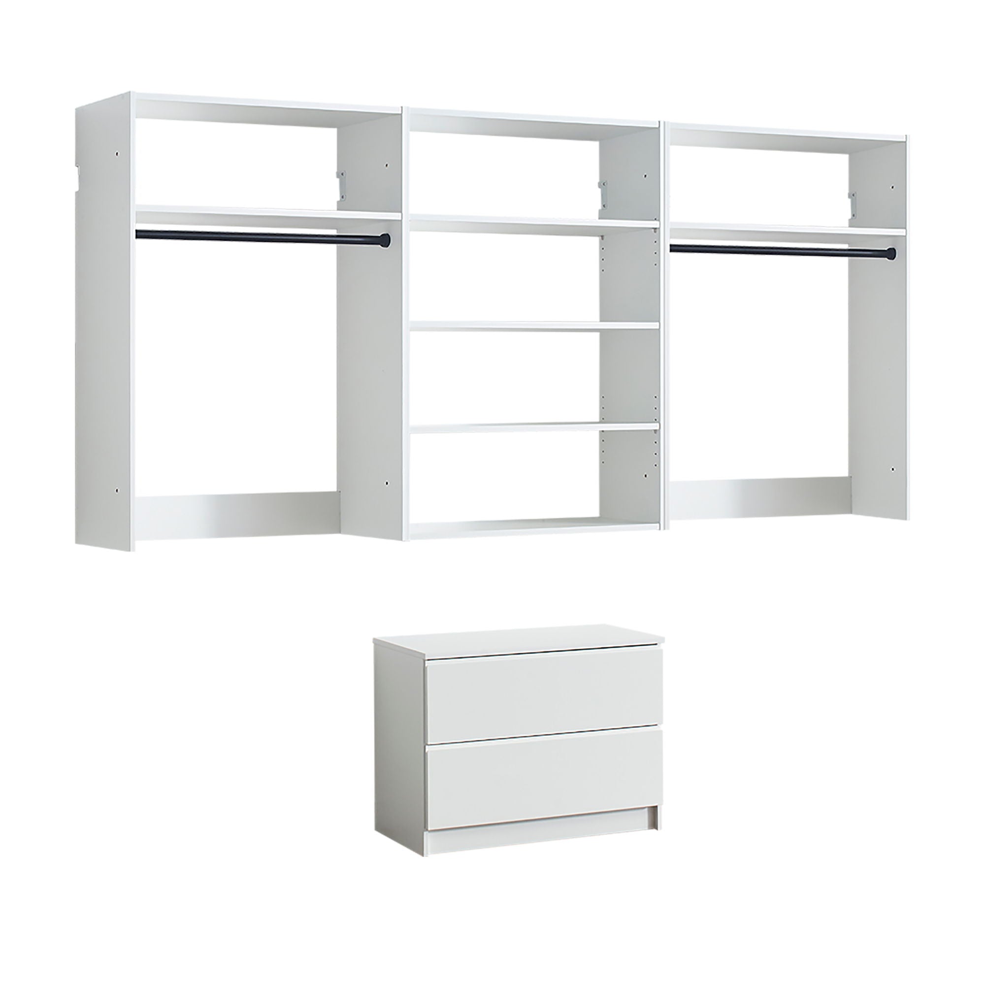 Devi - Wall Mounted Wood Closet System With Modular Units - White