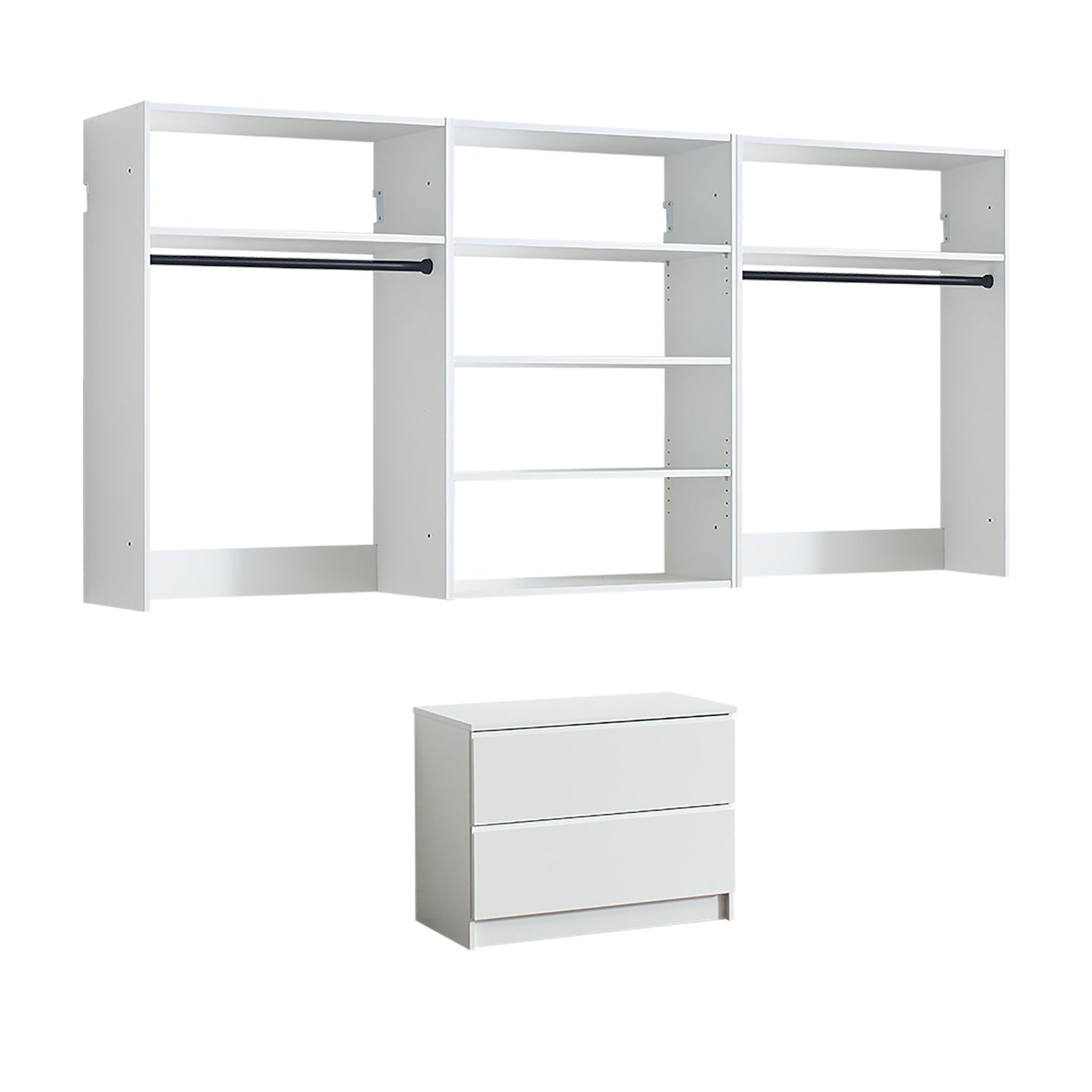 Devi - Wall Mounted Wood Closet System With Modular Units - White