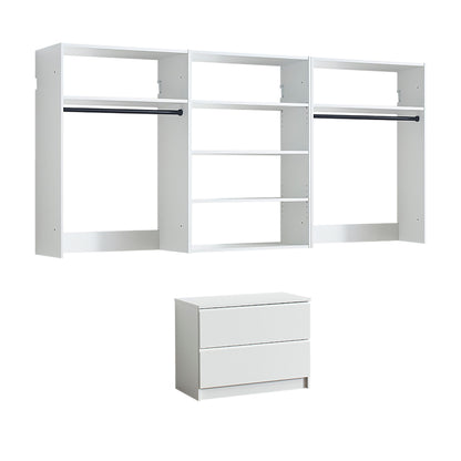 Devi - Wall Mounted Wood Closet System With Modular Units - White