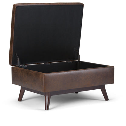 Owen - Coffee Table Storage Ottoman - Distressed Chestnut Brown