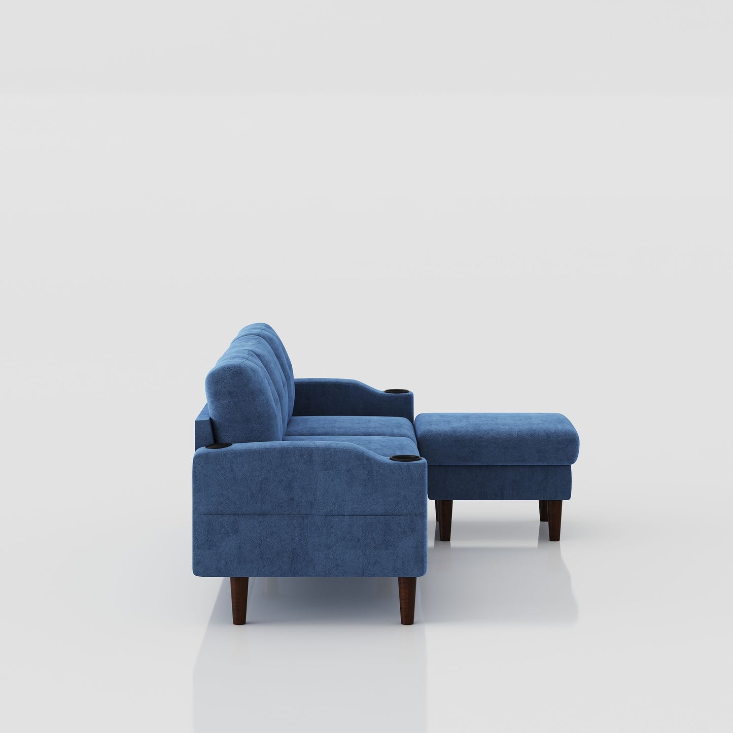 Convertible Combination Sofa, Sofa L Shaped, Sofa With Storage Cabinet Footstool, Living Room Sofa, Living Room 3 Seater Combination Sofa - Navy Blue