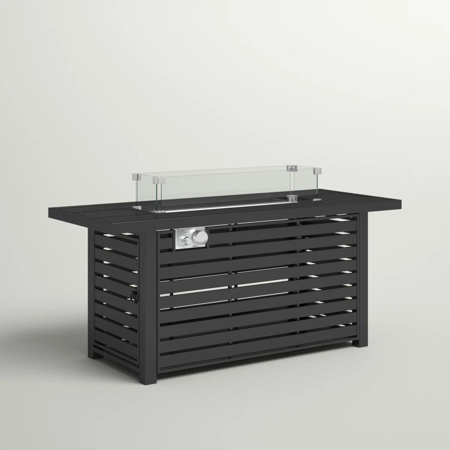 Propane Outdoor Fire Pit Table With Lid - Black