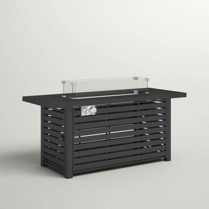 Propane Outdoor Fire Pit Table With Lid - Black