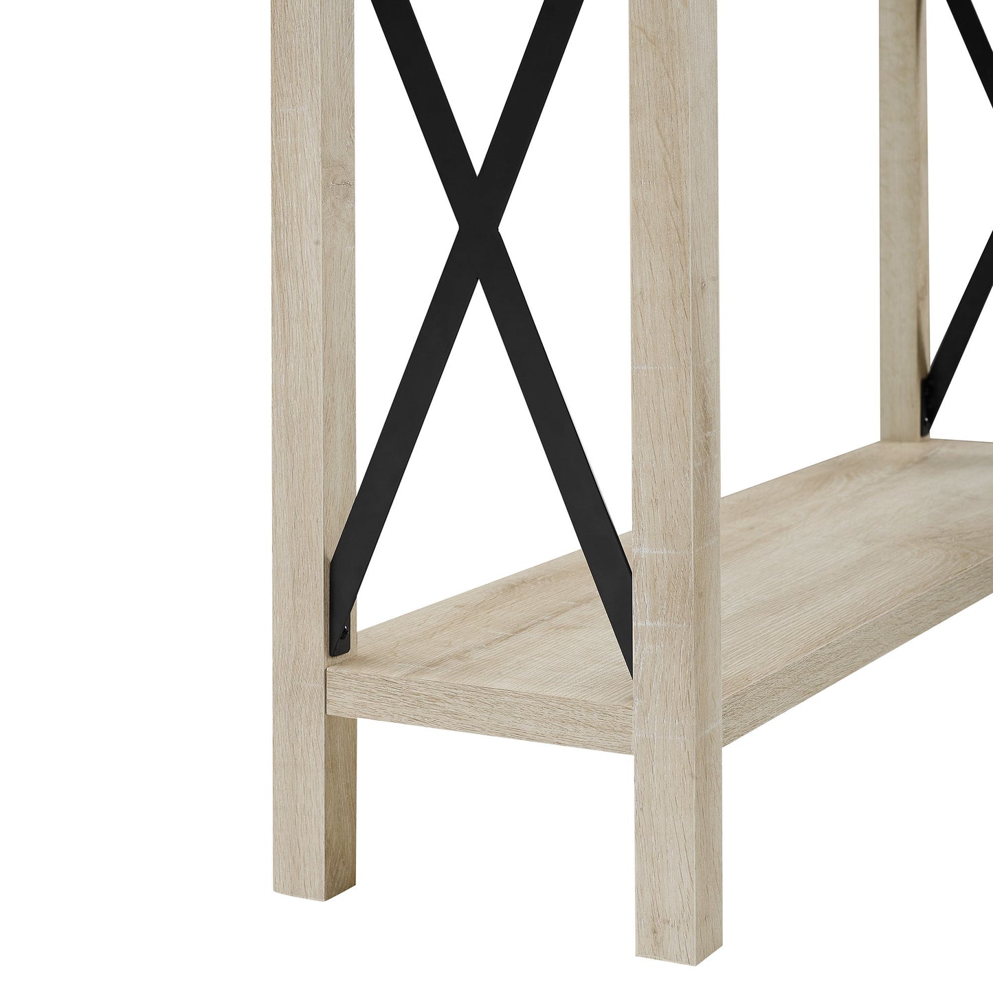 Modern Farmhouse X Entry Table With Lower Shelf - White Oak
