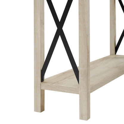 Modern Farmhouse X Entry Table With Lower Shelf - White Oak
