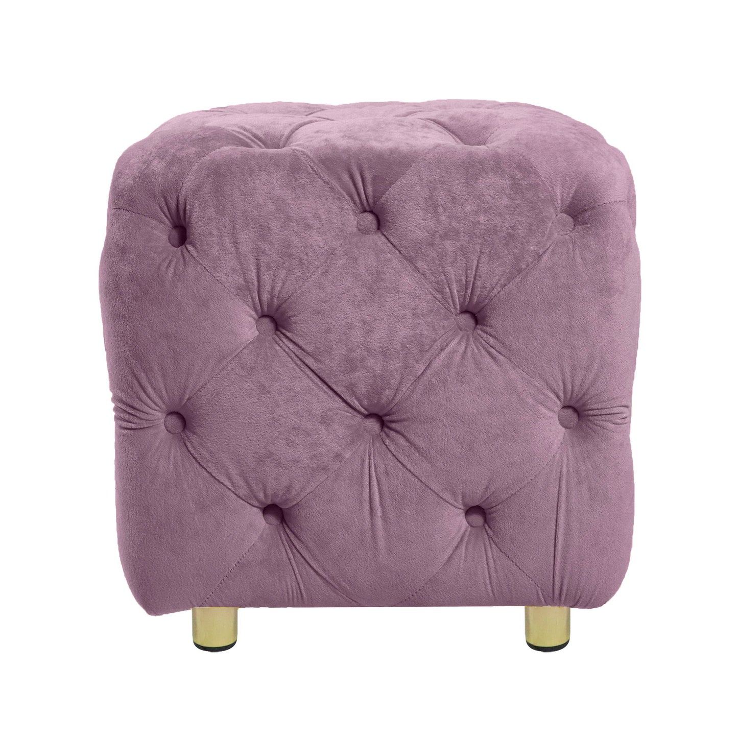 Modern Velvet Upholstered Ottoman, Exquisite Small End Table, Soft Foot Stool, Dressing Makeup Chair, Comfortable Seat For Living Room, Bedroom, Entrance - Purple