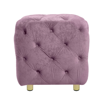 Modern Velvet Upholstered Ottoman, Exquisite Small End Table, Soft Foot Stool, Dressing Makeup Chair, Comfortable Seat For Living Room, Bedroom, Entrance - Purple