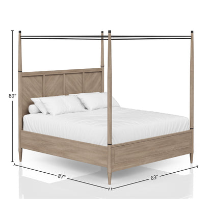 Queen Canopy Bed - Sand