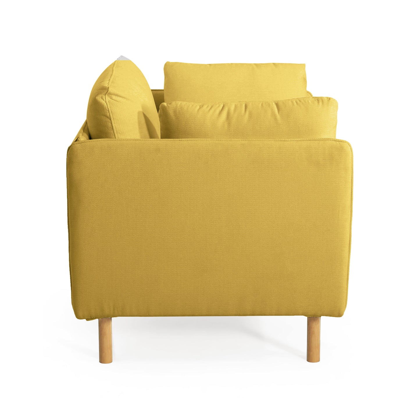 Modern Upholstered Accent Chair With Soft Cushions, Sleek Armrest Design - Yellow