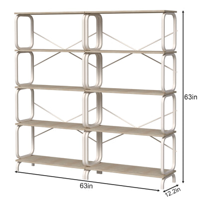 Vintage Industrial Style 5 Tier Large Bookshelf - White