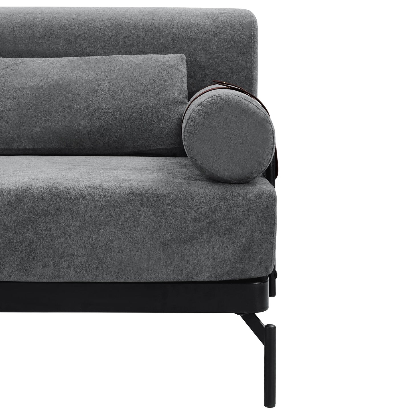 Modern Loveseat Sofa 59" Sofa Couch 2 Seater With USB Ports, Unique Cylindrical Armrests - Gray
