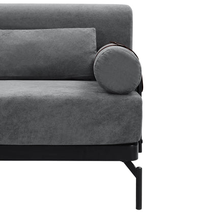 Modern Loveseat Sofa 59" Sofa Couch 2 Seater With USB Ports, Unique Cylindrical Armrests - Gray