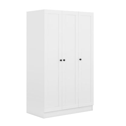 3 Door Shutter Wardrobe With Shelves - White
