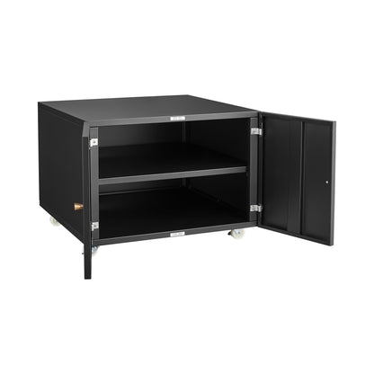 26" Office Furniture Copier Cabinet 2 Door Steel Copier Stand Mobile Pedestal File Printer Stand - Black
