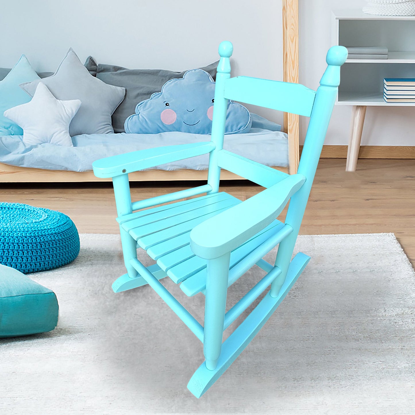 Children's Rocking Chair Indoor Or Outdoor, Suitable For Kids, Durable - Light Blue
