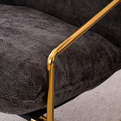 Upholstered Hanging Armchair With Arm Pocketsmetal Frame (Set of 2), Gold-Plated Craftsmanship, Crushed Foam Cushions And Skin-Friendly Woven Fabric For Living Room And Bedroom - Dark Gray