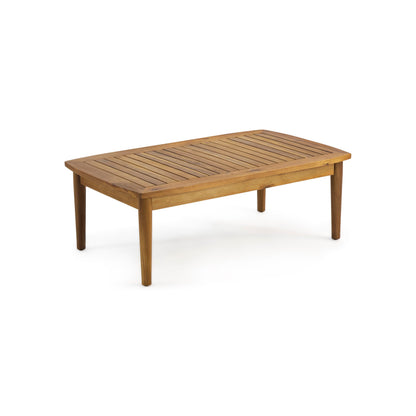 2 Piece Patio Set With Slatted Back Loveseat And Coffee Table - Teak