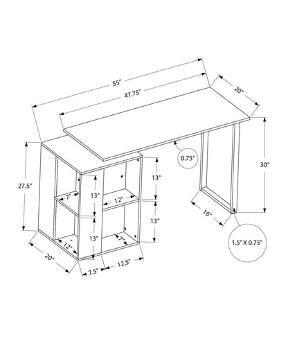 Computer Desk, Home Office, Left, Right Set-Up, Storage Shelves, Work, Laptop, Contemporary, Modern - White