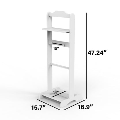 Accent Portable Garment Rack, Clothes Valet Stand With Storage Organizer - White