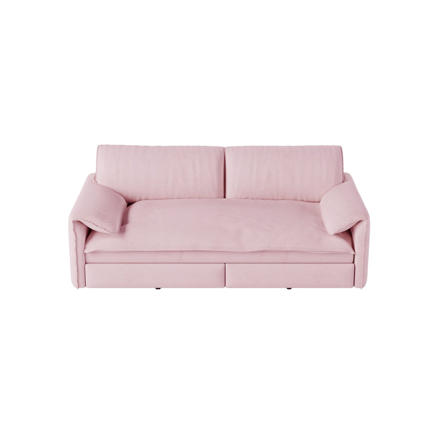 Queen Pull Out Sofa Bed, 3 In 1 Convertible Sleeper Sofa With Side Storage Multifunctional Velvet Loveseat Bed For Living Room - Pink