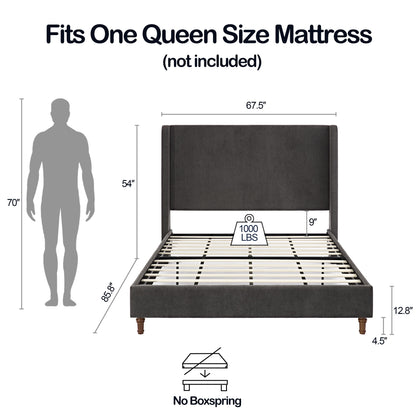 Harper - Tall Headboard Upholstered Bed With High Headboard - Gray