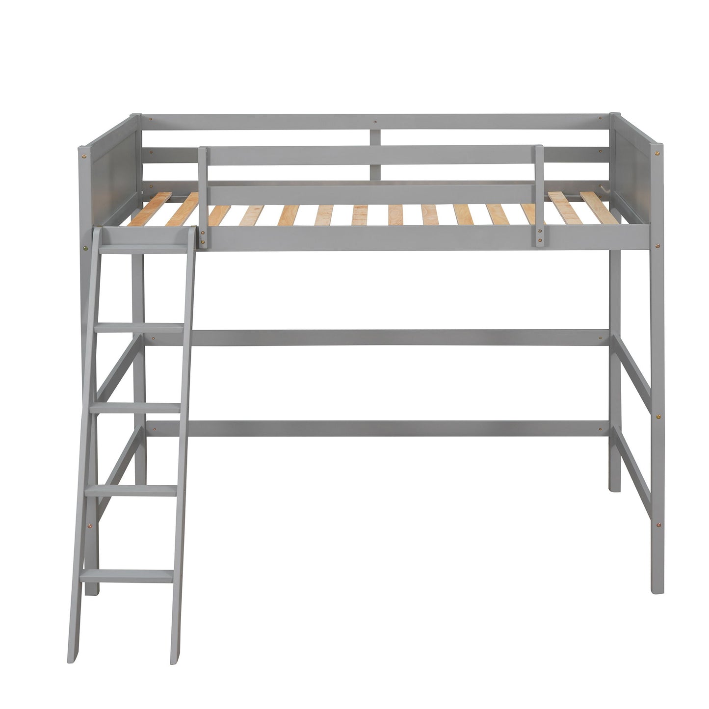 Twin Size Loft Bed With Ladder - Gray