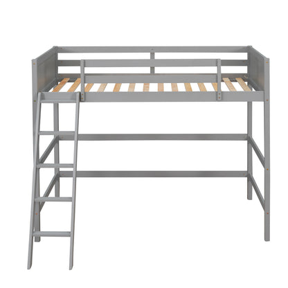 Twin Size Loft Bed With Ladder - Gray