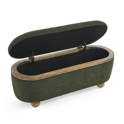 Modern Storage Ottoman Bench Upholstered Seating With Storage - Dark Green